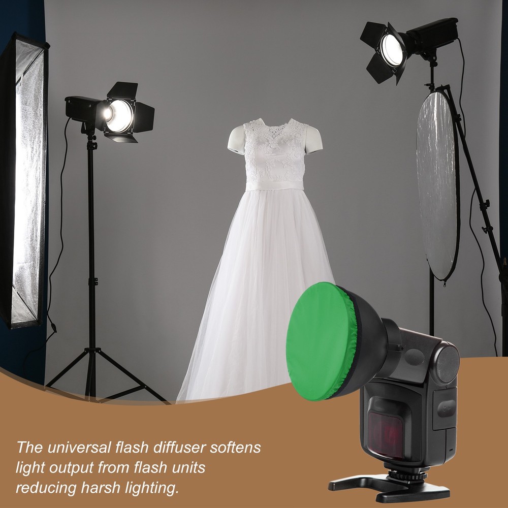 2pcs 6.3" x 6.3" Soft Mini Flash Bounce Diffuser Cap, for Flashlight, Green