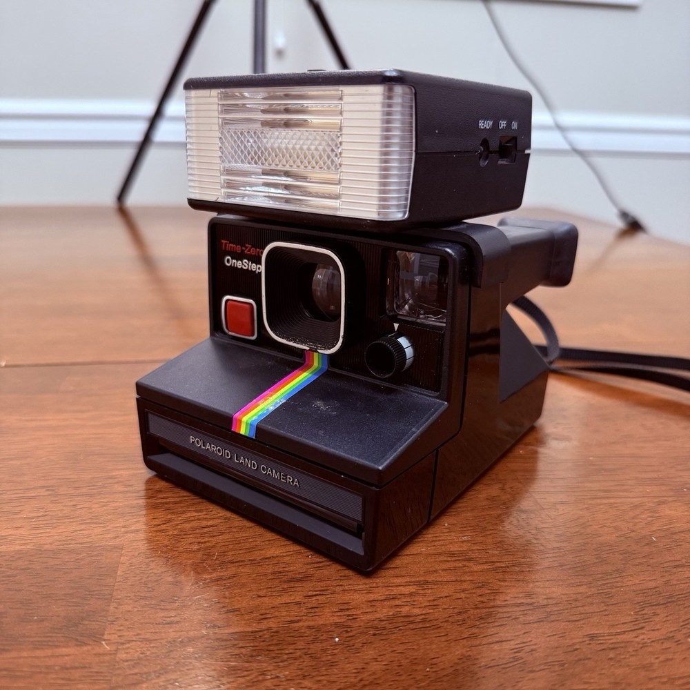 Polaroid Time Zero One Step Land Camera w/ Continental Instaflash UNTESTED