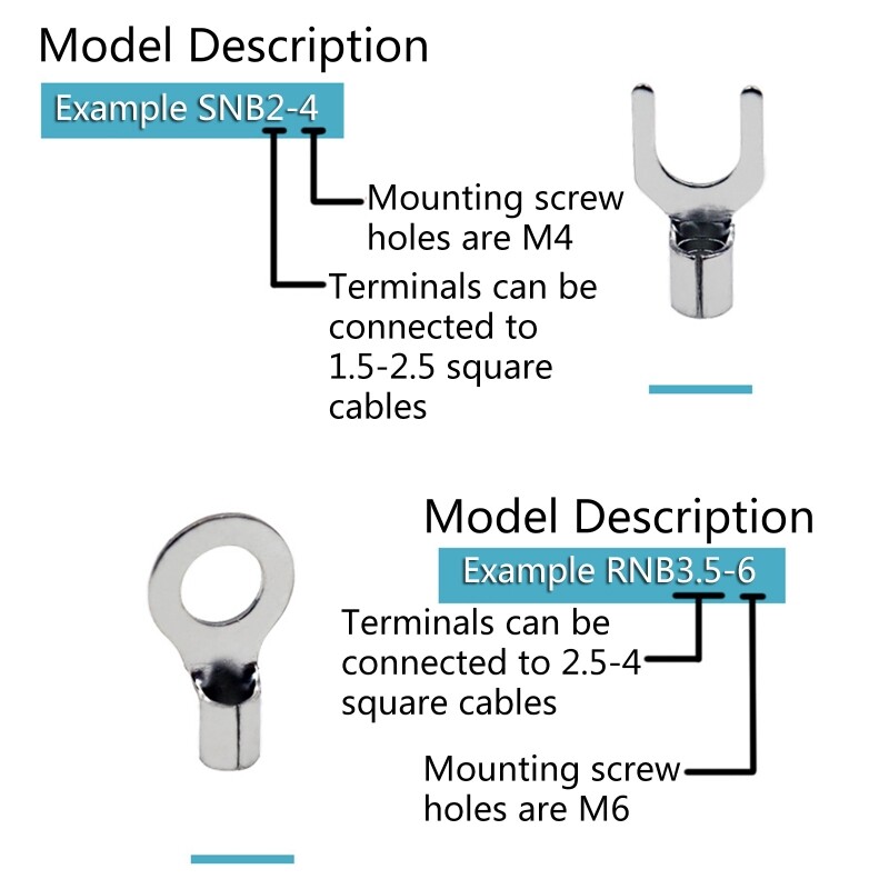 Pcs Non-Insulated Ring Fork U-Type O-Type Terminals Cable Terminals