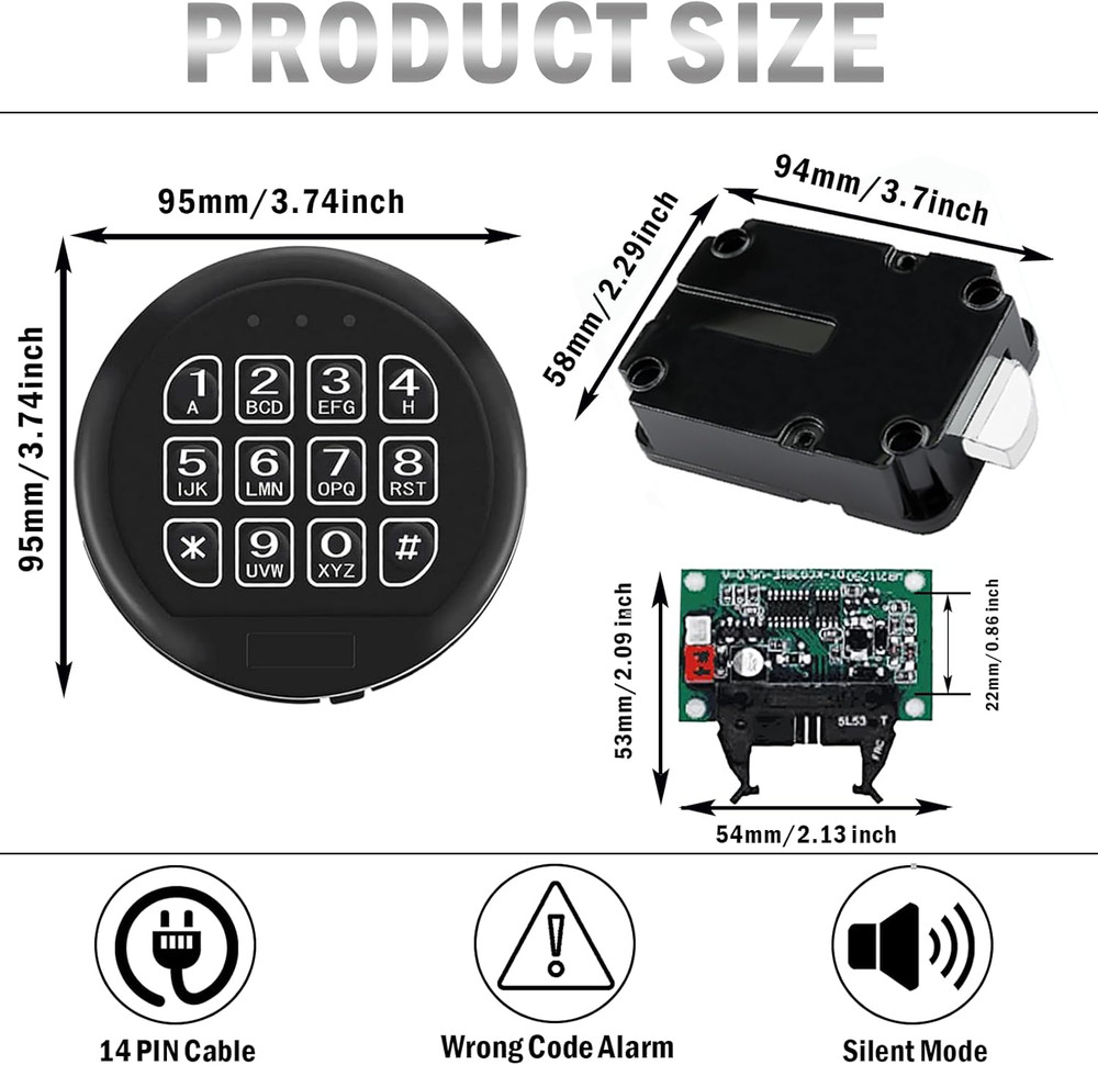 Gun Safe Lock Replacement Black Keypad & Swingbolt Lock Safe Electronic Lock