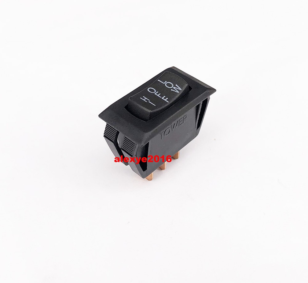 TOWER HIGH-OFF-LOW 3 Pins 3 Positions Maintained Rocker Switch Black
