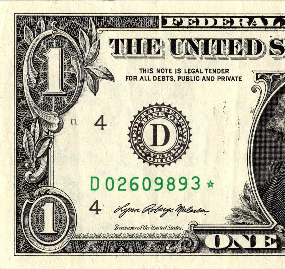 2021 D Star note 1 dollar bill Regular Run