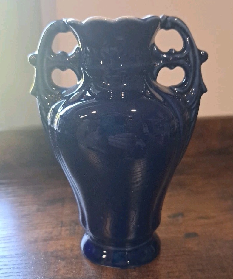 small ceramic vase blue