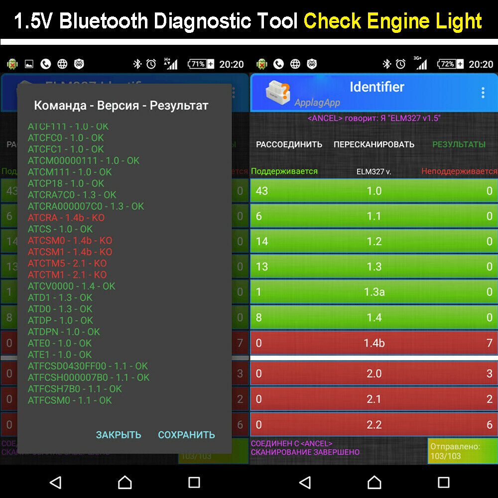 ELM327 OBD2 OBD Scanner Bluetooth Code Reader Auto Diagnostic Tool Check Engine