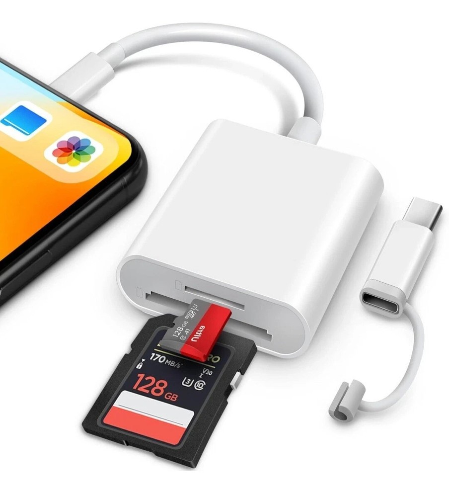 SD Card Reader for iPhone iPad, Lightning& USB-C Dual Connector Memory SD Card