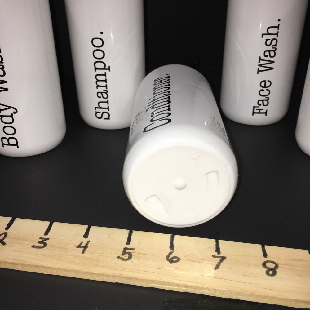 Apothecary Empty White Plastic Bottles with Black Graphics,Pump 16 Oz