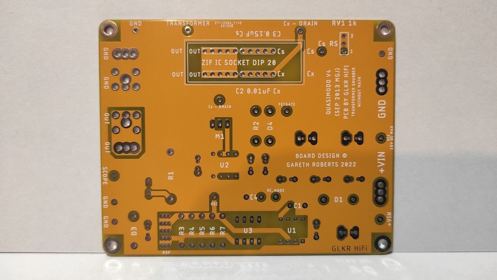 Custom Quasimodo V4 Transformer ringing Snubber Test Board for tuning Values