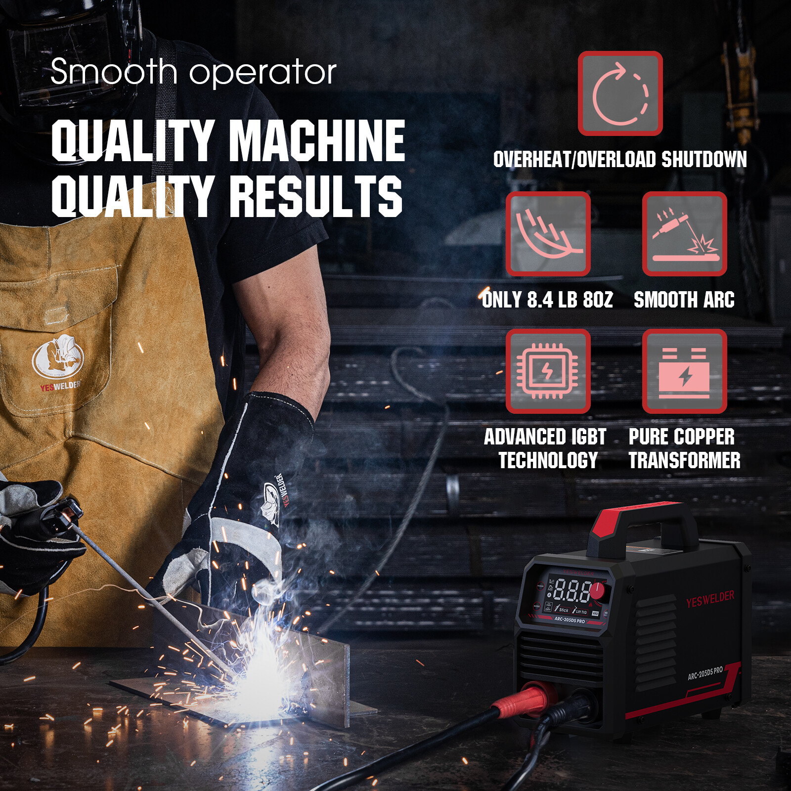 Stick Welder 205Amp IGBT 110V/220V Lift TIG/ MMA/ ARC Welding Machine