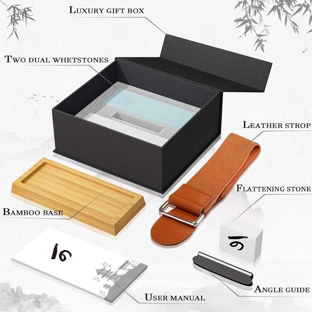 Razor Sharp Knife Sharpening Stone Set – Safe & Easy with Cut-Resistant Gloves