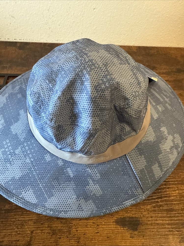 🧢 Coolibar Performance FORE Golf Hat – Wide Brim – UPF 50+ Blue Digital Pattern