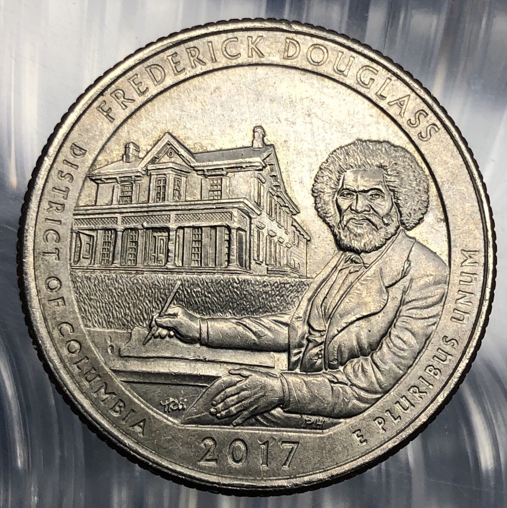 2017-P Frederick Douglas DC Quarter | Mint Error | REV-Die Chip Face/ Jacket