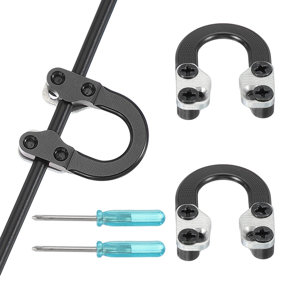 Archery D Loop, 2 Set Compound Bow Metal U Nock D Ring Nocking Release, Black