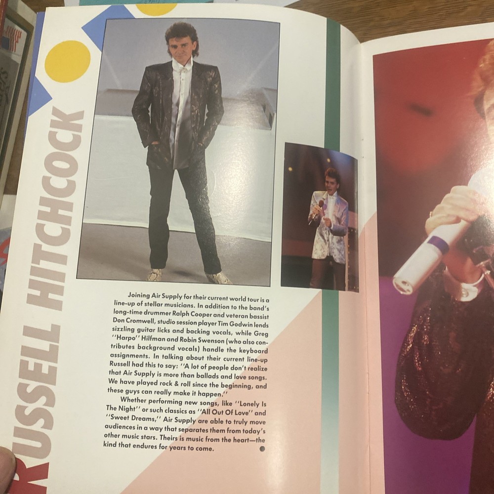 1986 Air Supply In Motion Tour Program Graham Russell Hitchcock Signed Auto