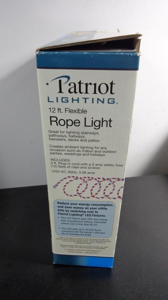 NOS PATRIOT LIGHTING 12ft FLEXIBLE ~MULTI COLOR~ LED ROPE LIGHT INDOOR / OUTDOOR
