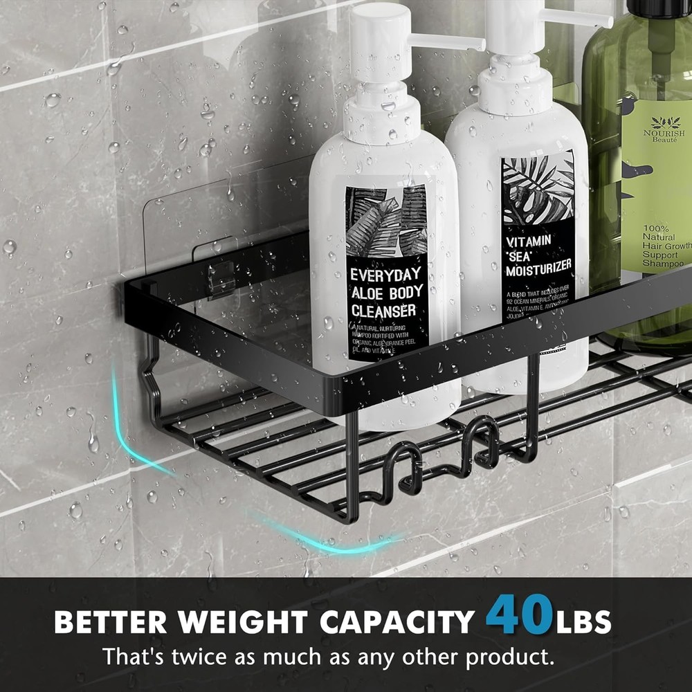 Moforoco Adhesive Shower Caddy Organizer Shelves Rack - 5 Pack 5pack, Black