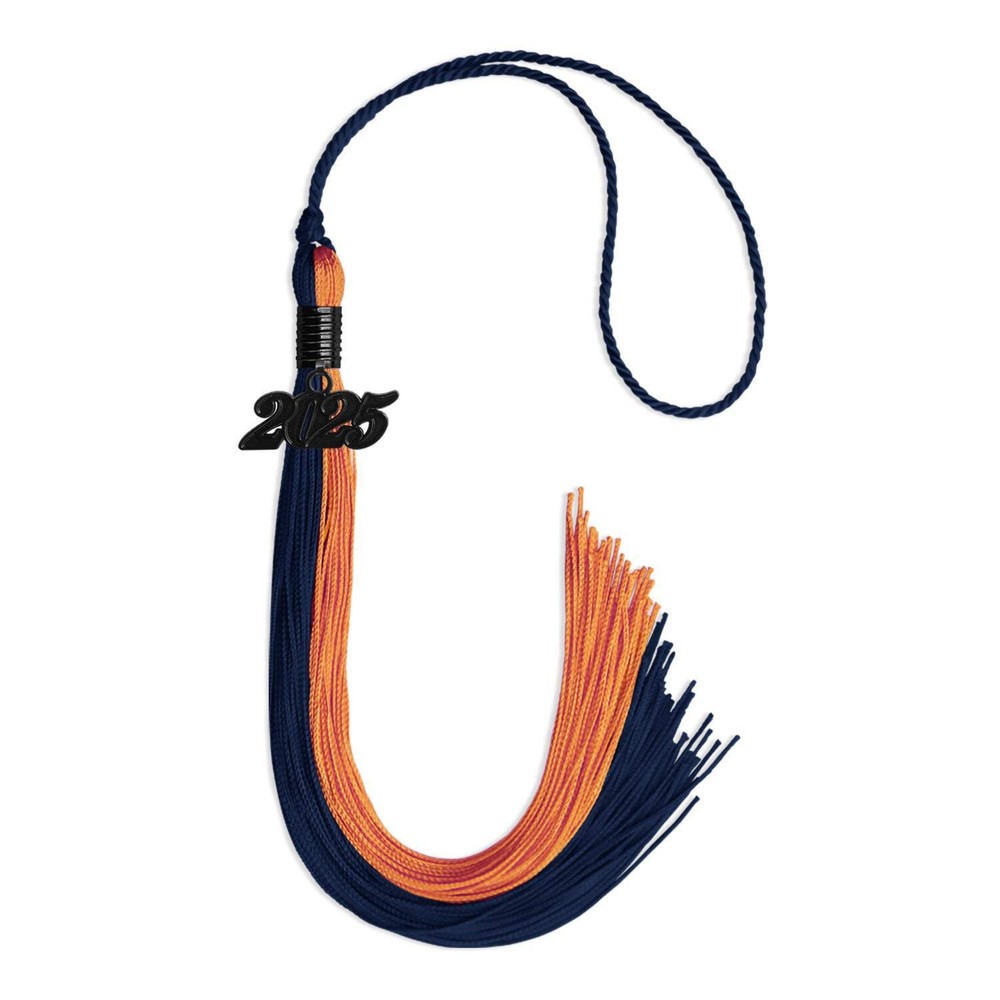 Endea Graduation Navy Blue/Orange Tassel with Black Date Drop