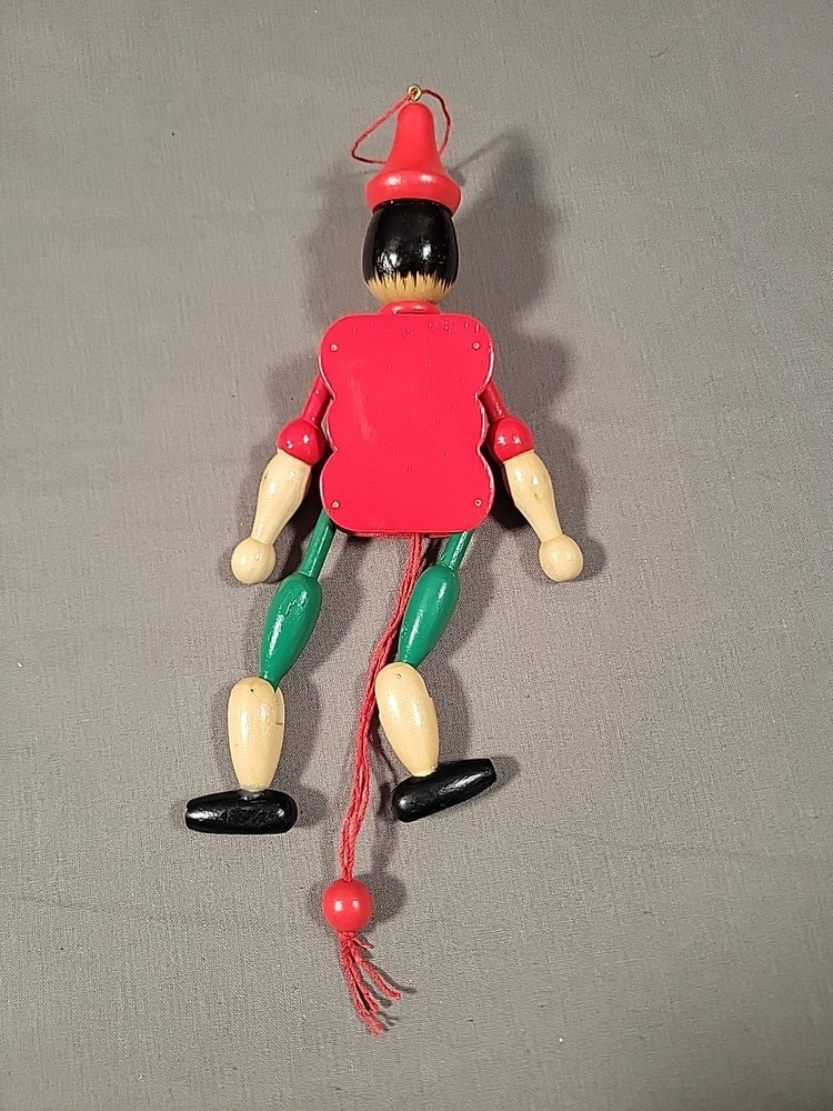 Vintage Wooden Pull String Jumping Jack Pinocchio