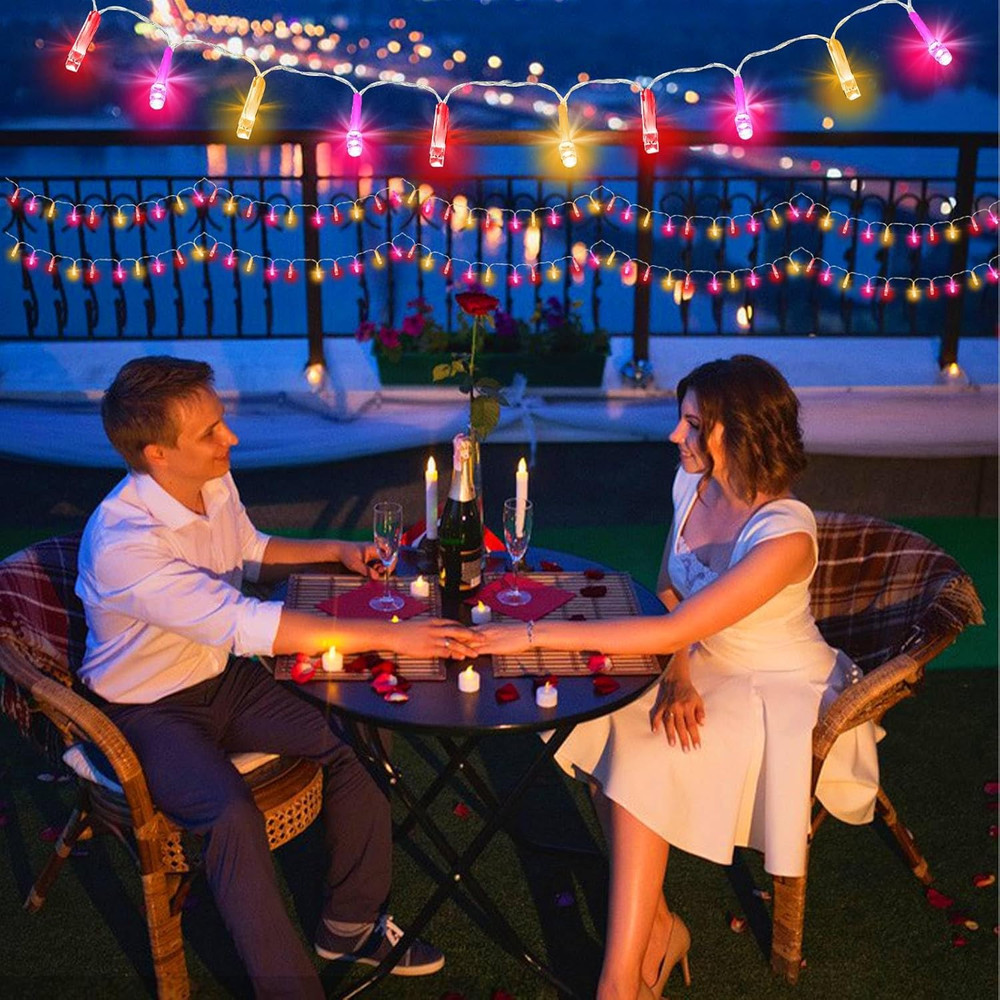 Battery Operated 100 LED Valentine's Day String Lights with Timer and 8 Modes
