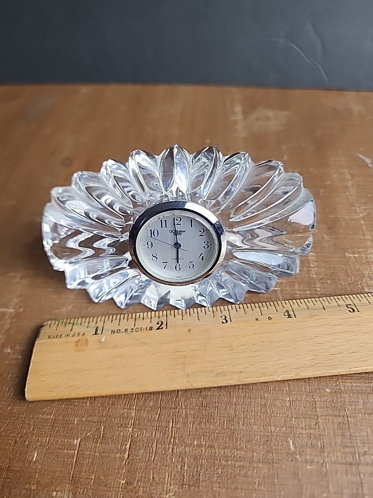 Gorham Decorative Crystal Clock Full Lead Crystal Needs Battery