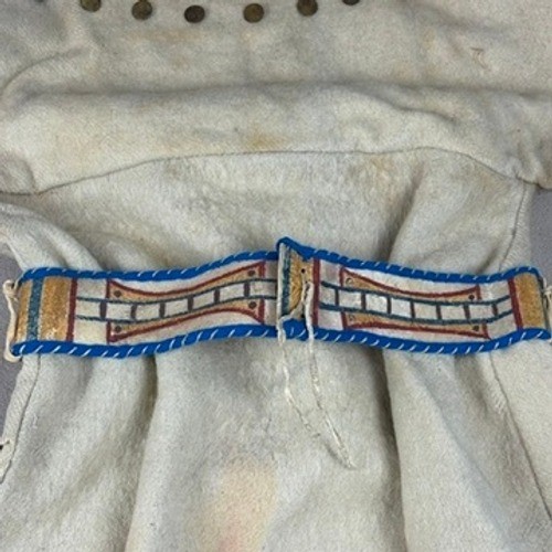 Crow Native American Wool Camp Dress Copper Buttons Parfleche Belt Antique 1890s