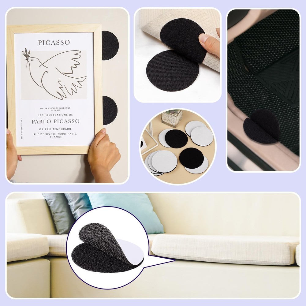 12 Pairs 3 Inch Referee Patch Hook and Loop Dots, Reusable Round Double Sided...