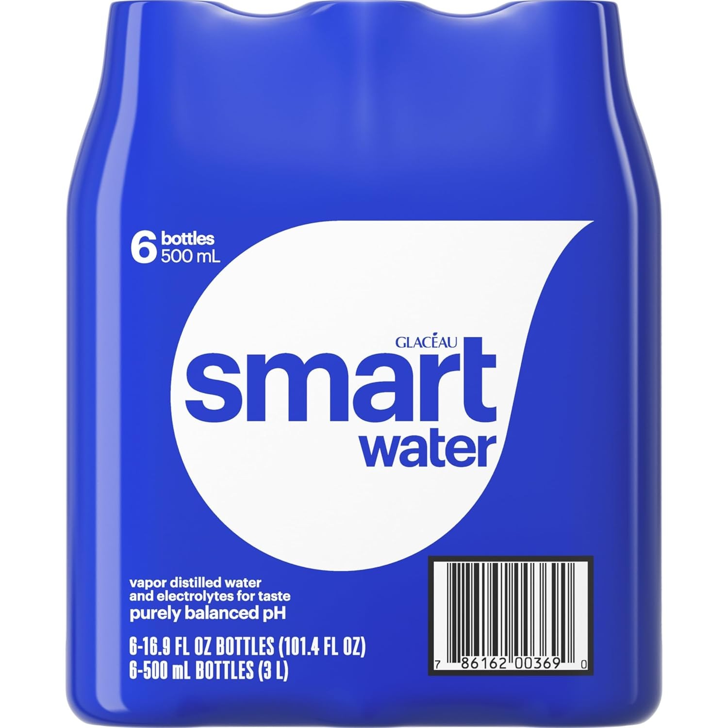 Smartwater 16.9 Fl Oz Pack of 6 Vapor Distilled Premium Bottled Water