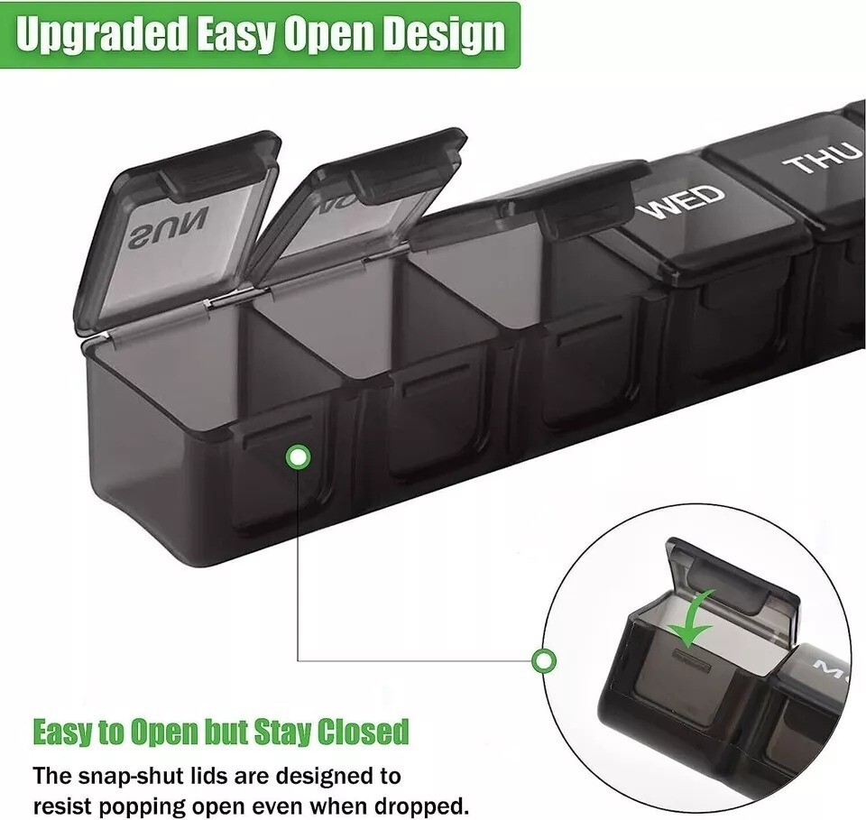 Extra Large Weekly Pill Box Organizer, 2 Pack, 7 Day Jumbo Pill Case