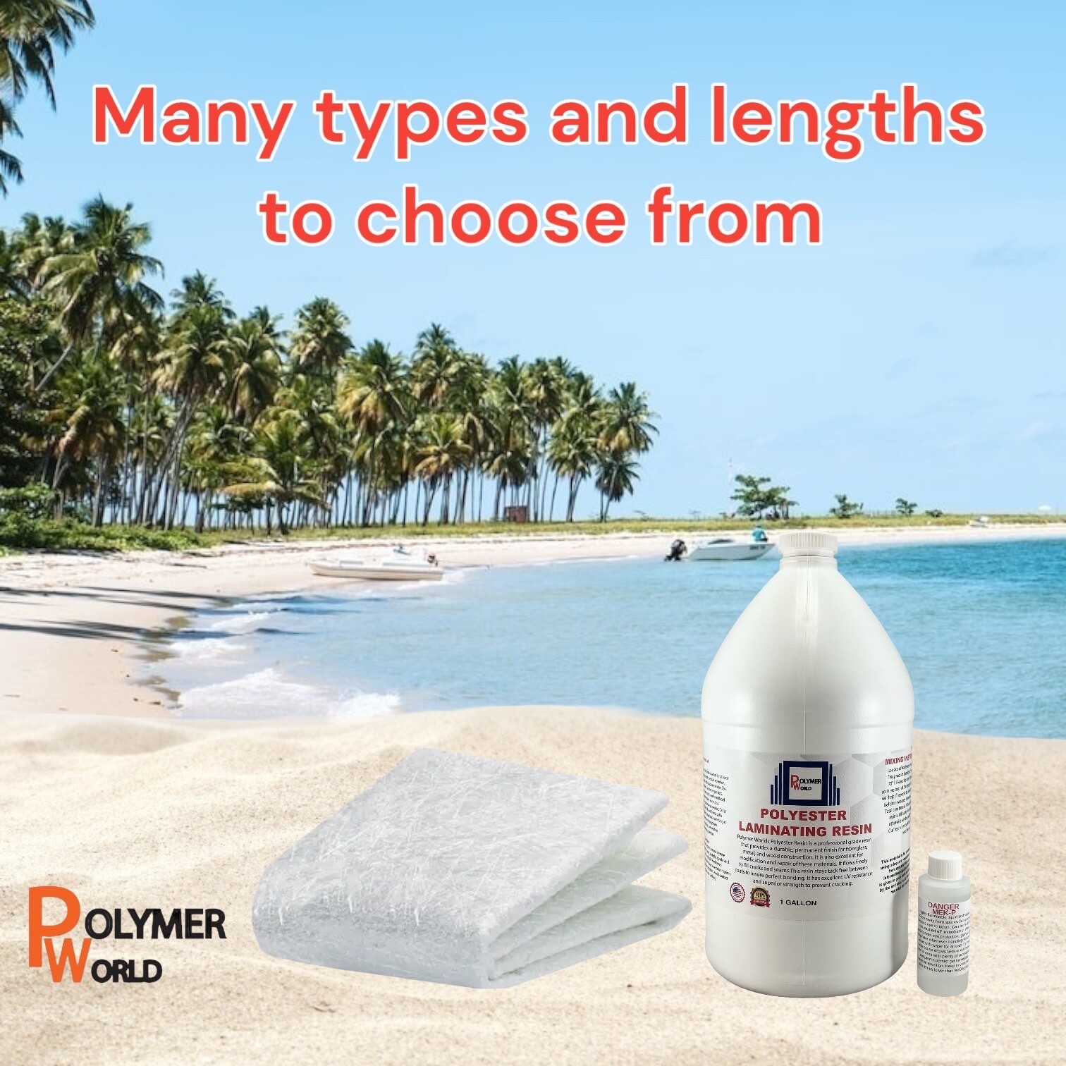 Fiberglass Repair Kit 1 Gal of Polyester Resin 1.5x50x3 Yard Chopped Strand Mat