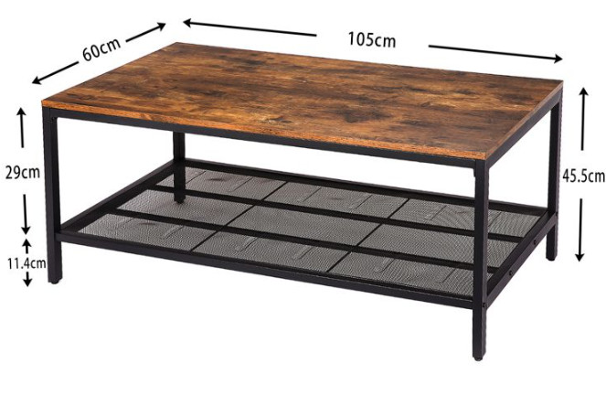 HOOBRO Furniture BF02KF01 Accent Cocktail Coffee Table -Dark Vintage Brown