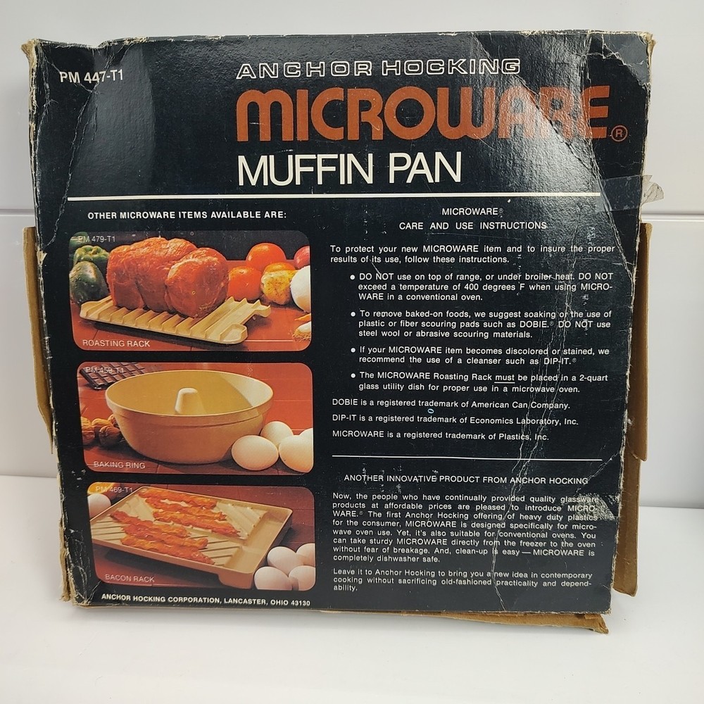 Anchor Hocking MICROWARE Microwave Baking Cookware Set Muffin Pan & Baking Ring