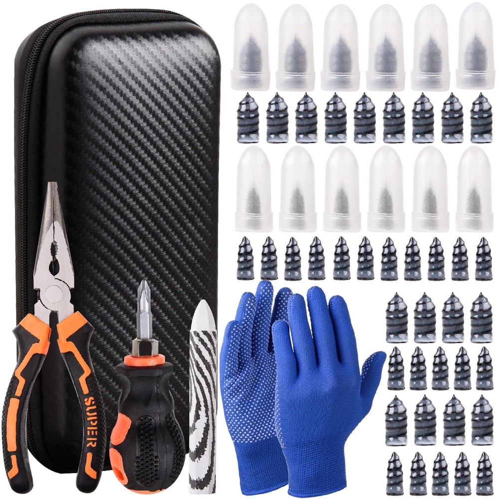 100PCS Tire Repair Kit - No Removal Needed, Sidewall Patch Tools & Storage Bag,