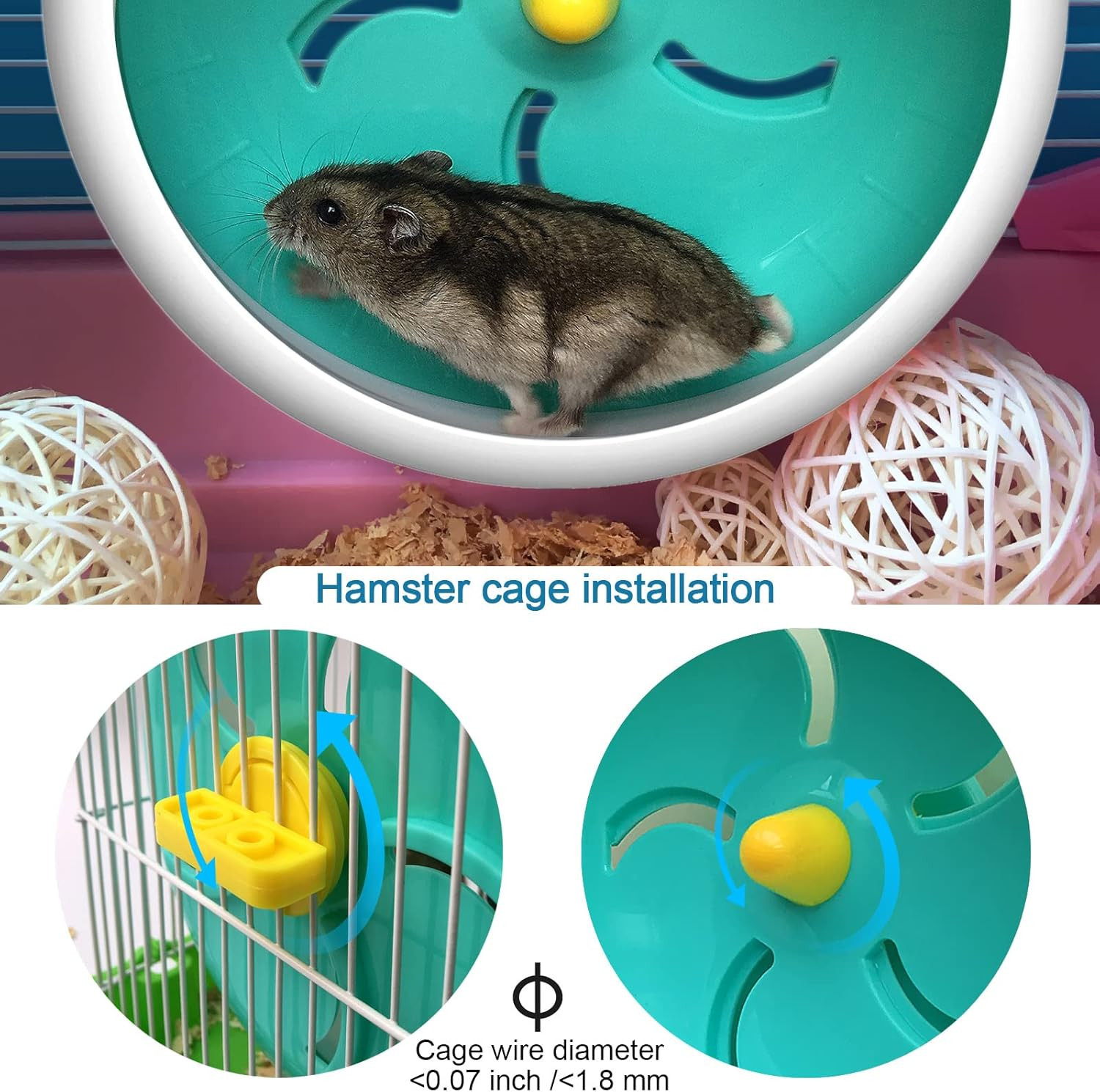 Hamster Silent Wheel, Super-Silent Small Animal Exercise Wheel Accessories, Quie