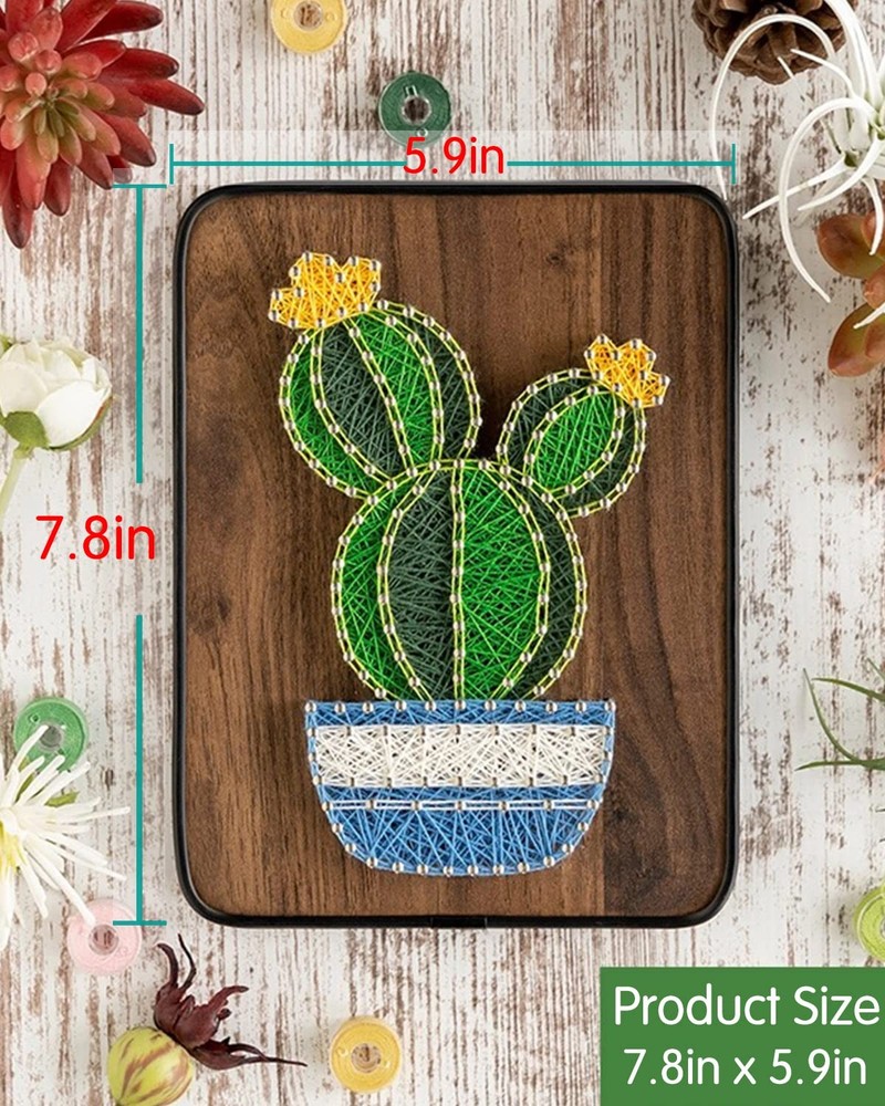 BAZIMA DIY String Art Kit for Beginner, Cactus Potted Craft Brown