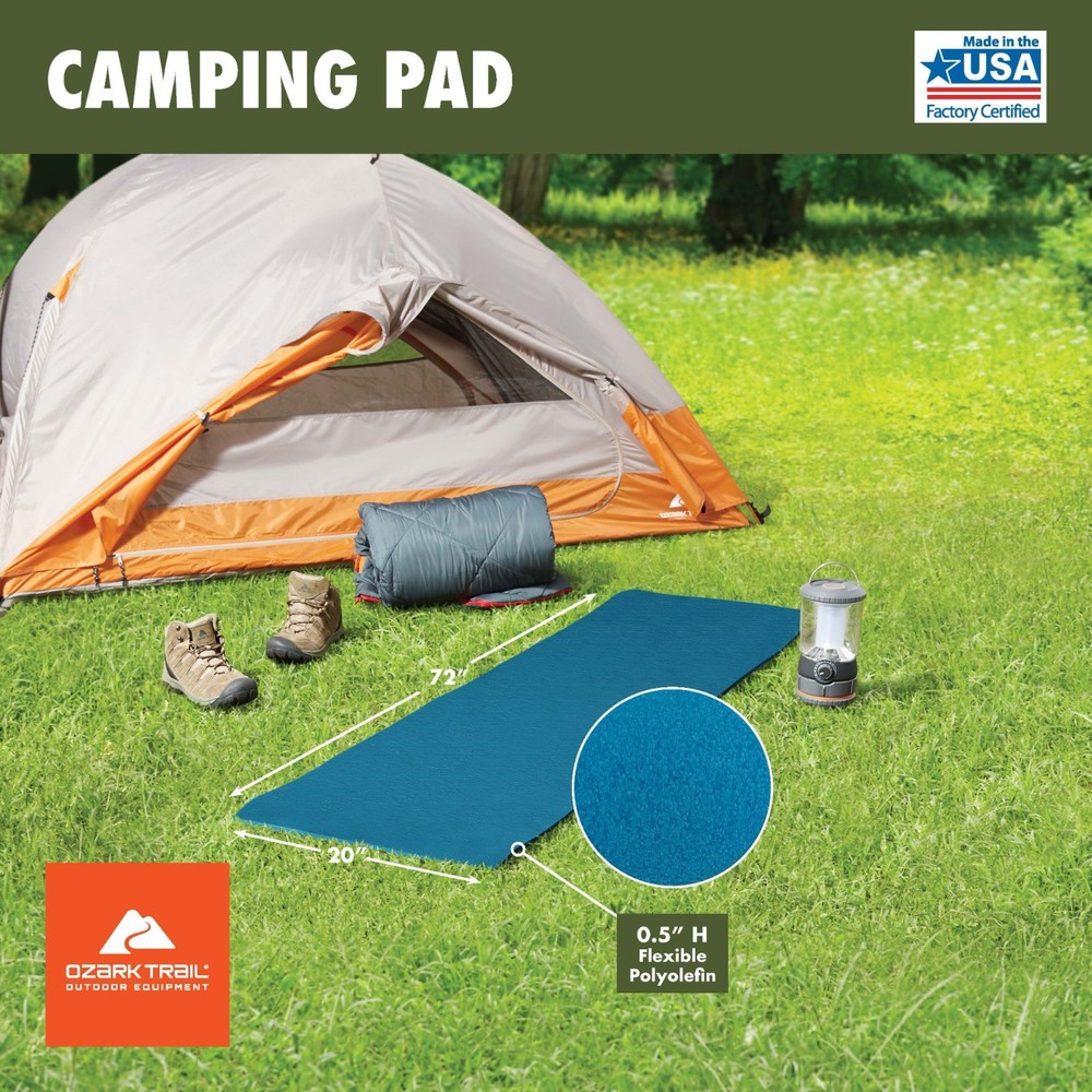 Ozark Trail Blue Closed Cell Foam Camp Pad Lightweight Compact Single
