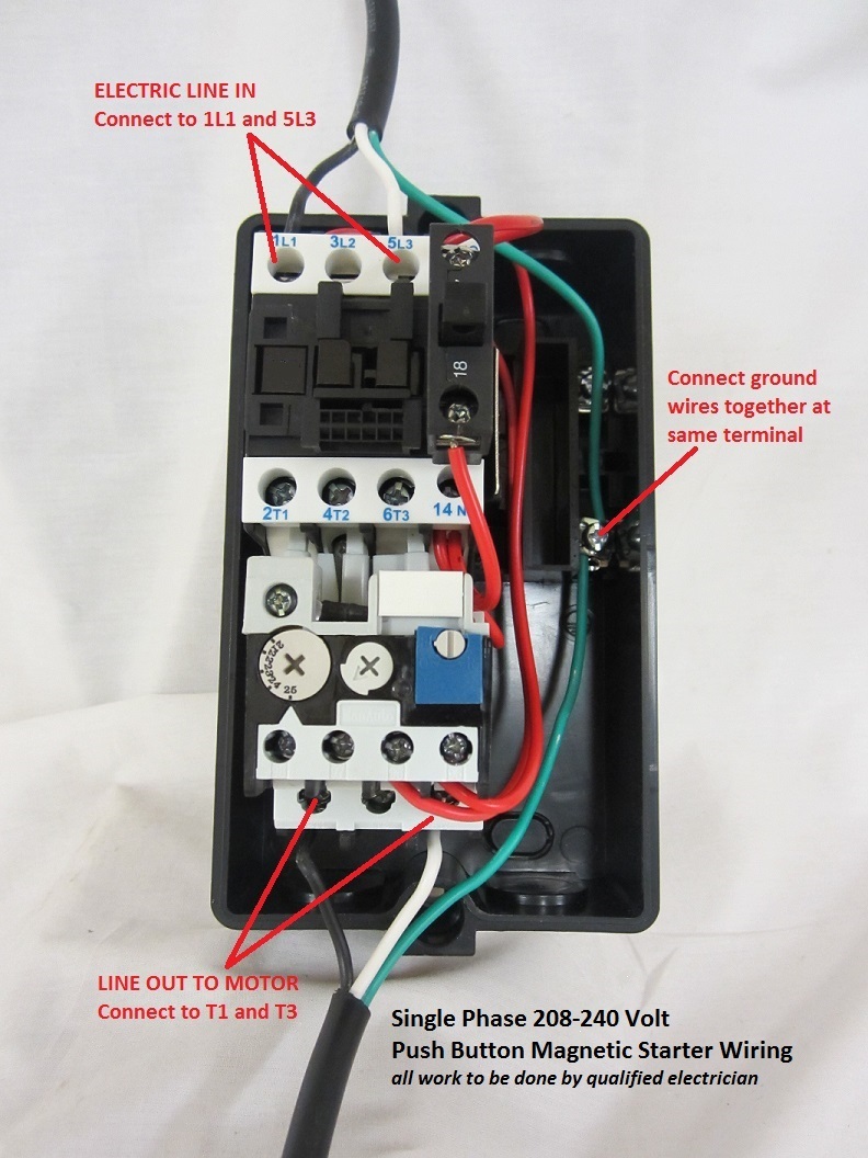 Magnetic Motor Starter, Push Button, 2-20 HP, 208-480 volts, 1 and 3 phase