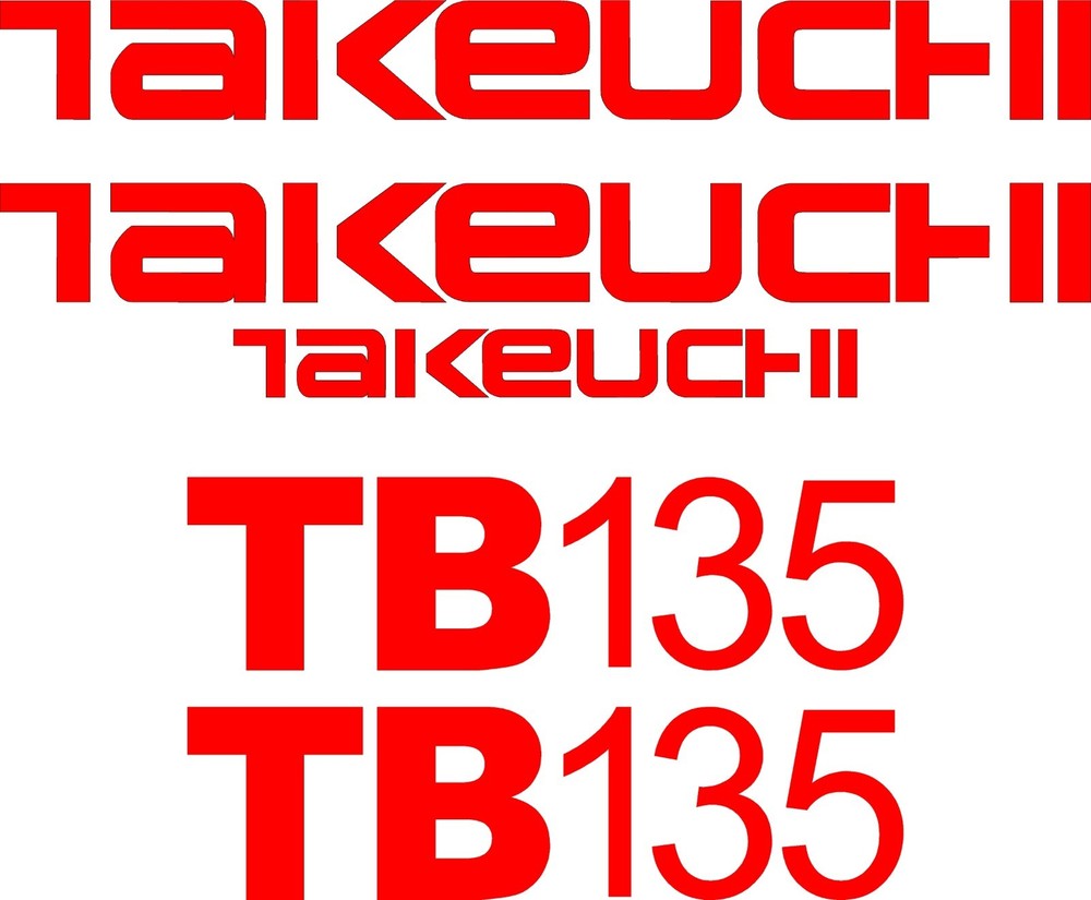 Takeuchi Decal Set for TB135(decals stickers kit Loader Excavator)