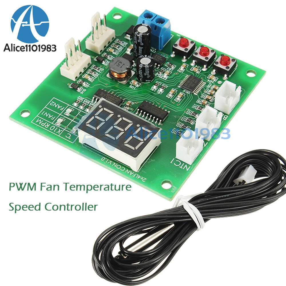 Heat Dissipation PWM 4 Wire Fan Temperature 2-Way Speed Controller Board Module