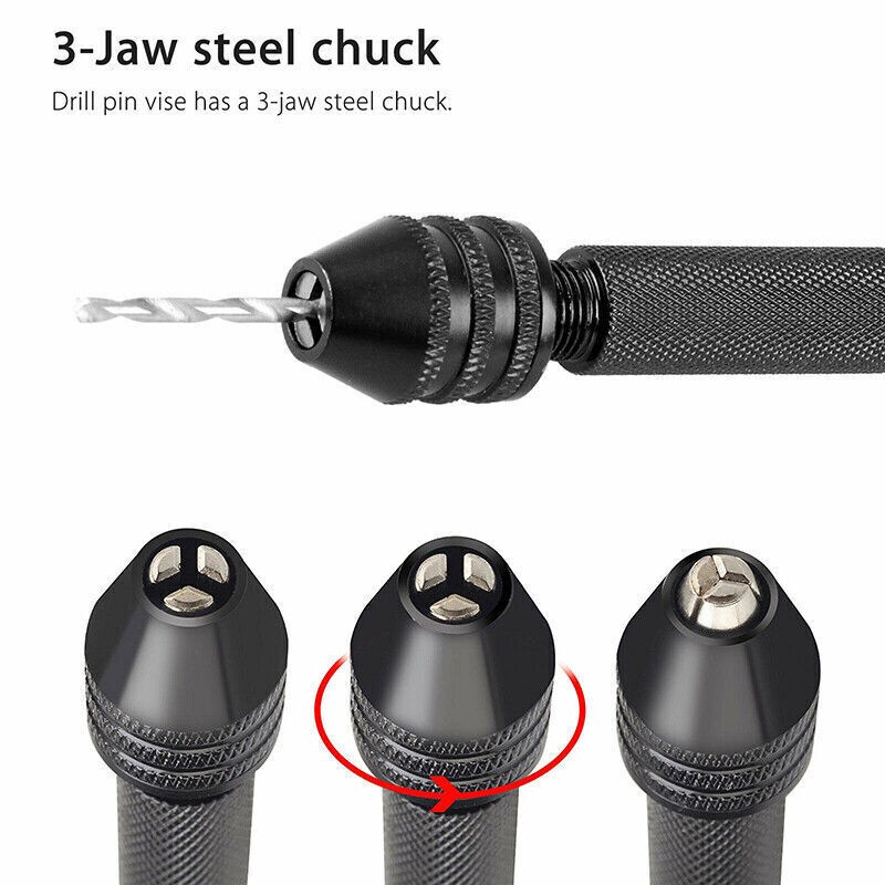 26Pcs Mini Micro Hand Drill Bits Set Small Manual Keyless Chuck Pin Vise Rotary
