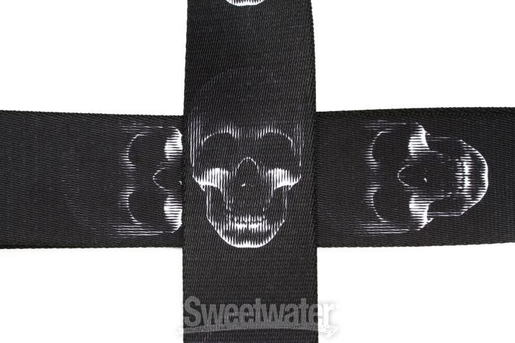 Levy's MPD2 Polyester Guitar Strap - Black & White Skulls