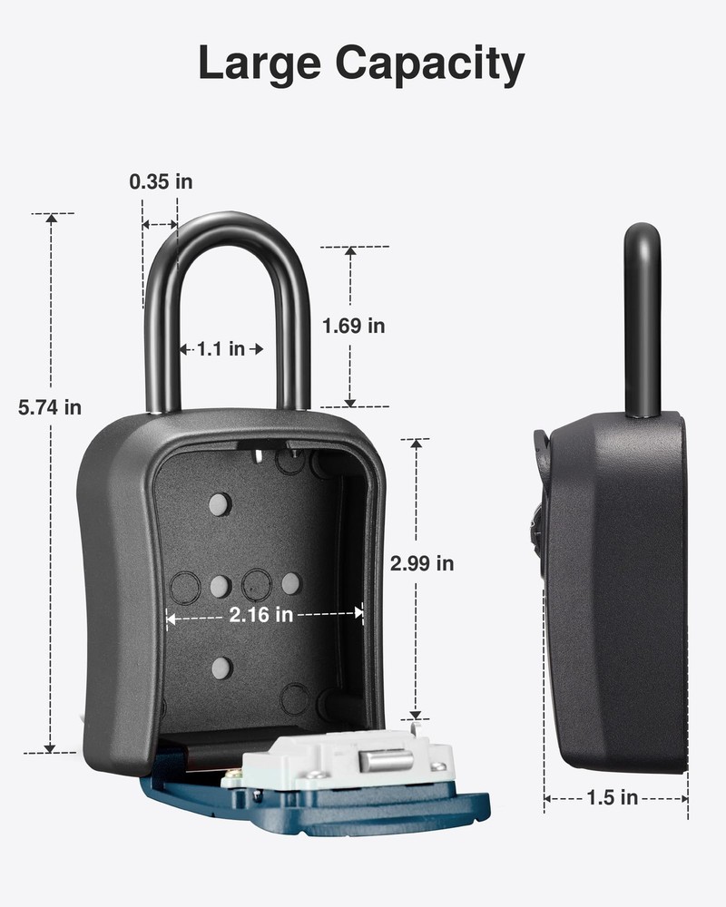 Puroma Key Lock Box Wall Mount Lockbox Resettable Combination Key Storage Peacoc