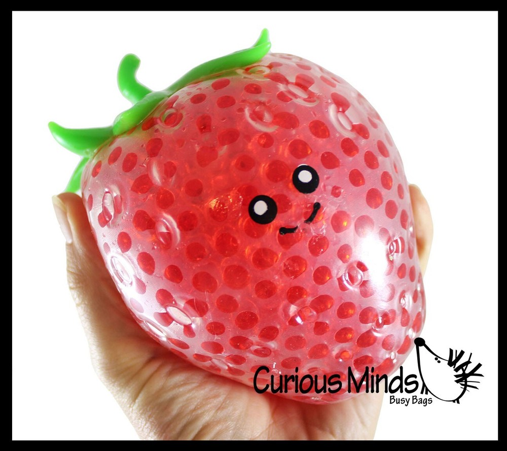 1 RANDOM JUMBO Fruit with Faces Squeezy Bead Filled Squeeze Stress Ball