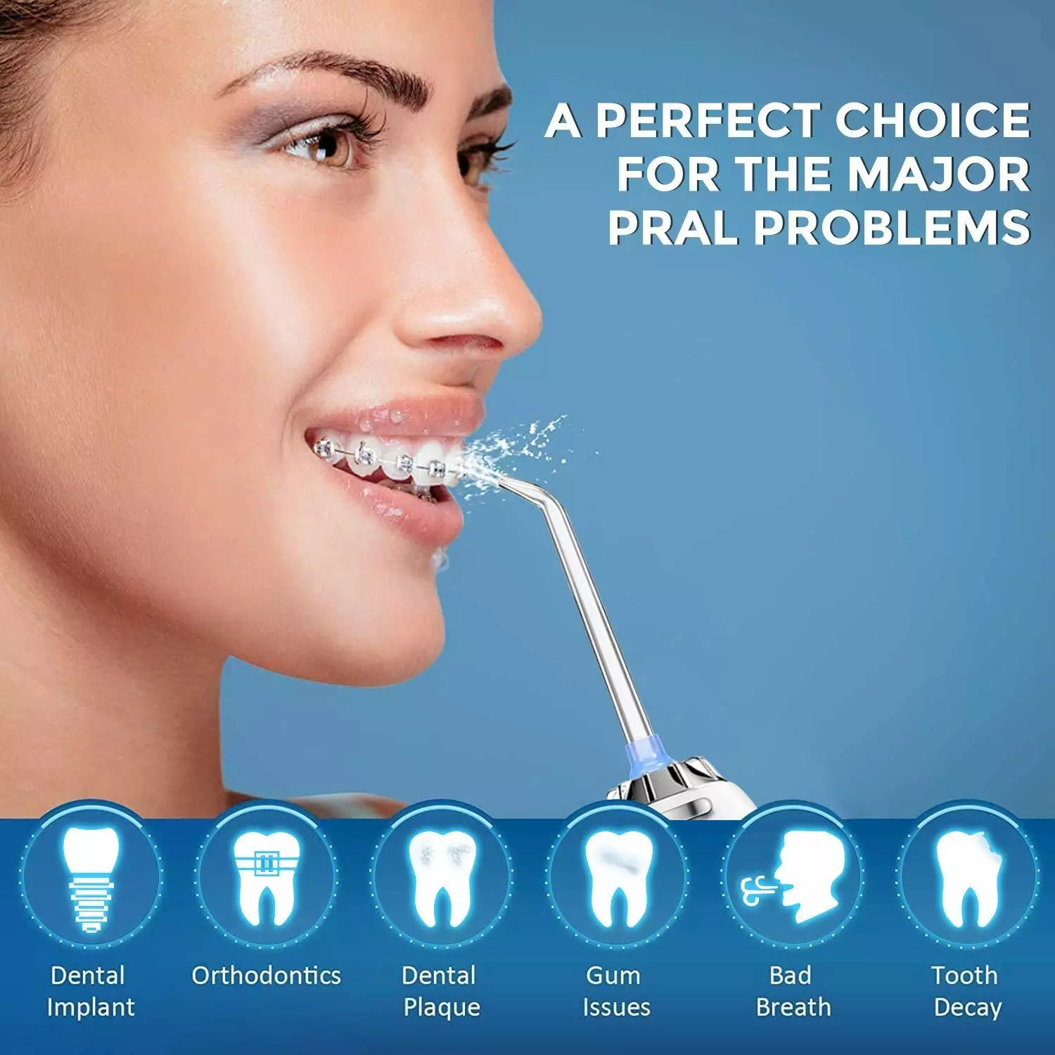 Water Cordless Water Flosser Dental Oral Irrigator Teeth Cleaner Floss 6 Tips
