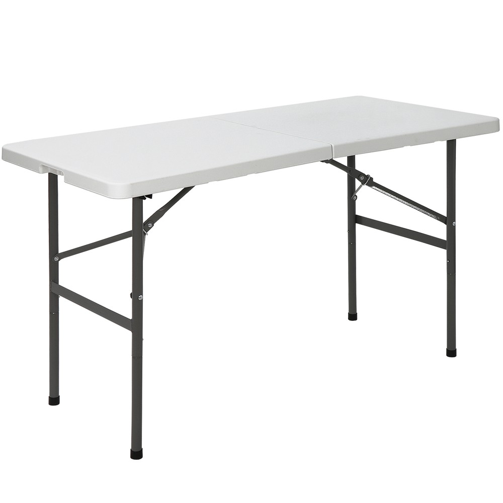 4FT Plastic Folding Table Lightweight Picnic Table for Camping Picnic White