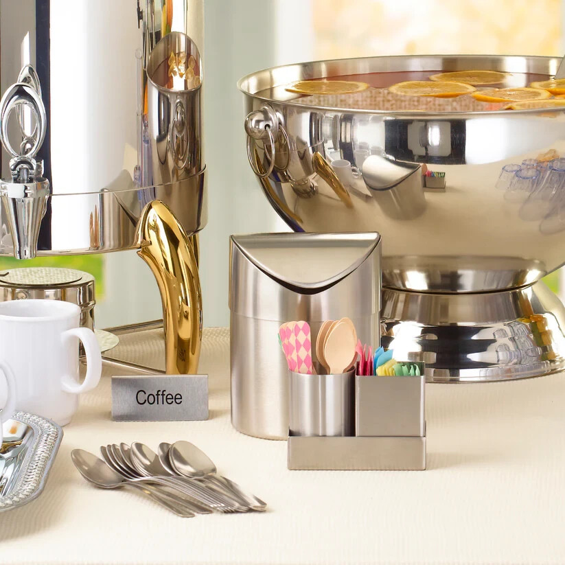Winco DDSG-101S 3.4'' x 2.5'' Rectangular Stainless Steel Sugar Holder