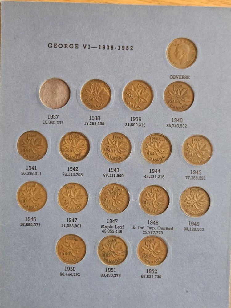 canadian small cent collection - Missing 3 dates