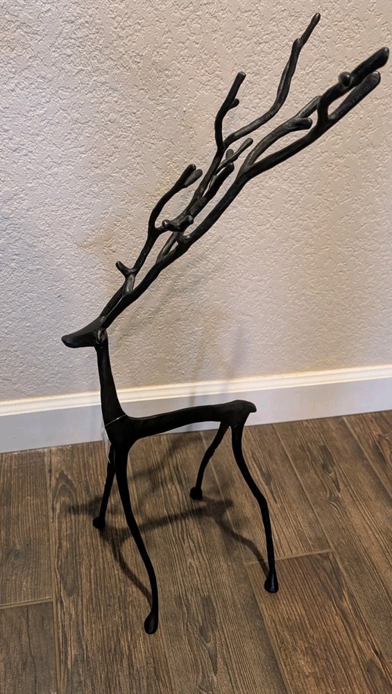 POTTERY BARN Bronze Sculpted Large Reindeer-OPEN BOX