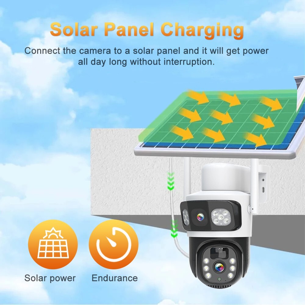2PCS 4MP Solar Battery Powered Security Camera WiFi Wireless System PTZ Outdoor