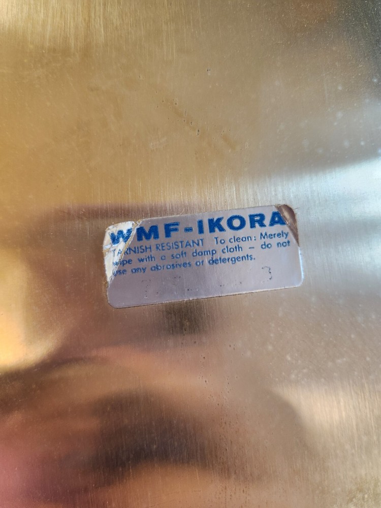 Vintage WMF Ikora Silver Plate Footed Large Serving Tray Swirl Brushed MCM