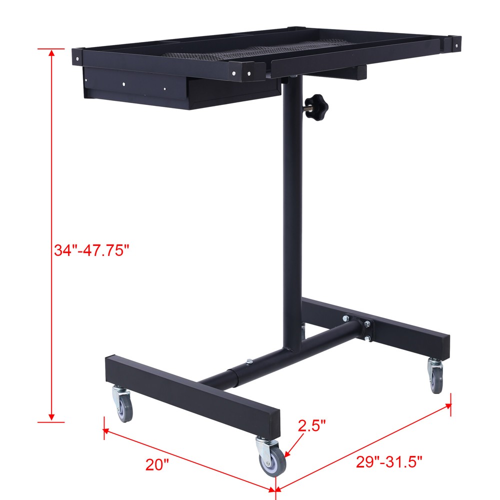 Adjustable Tear Down Work Table with Drawer 220LBS Capacity with Swivel Casters