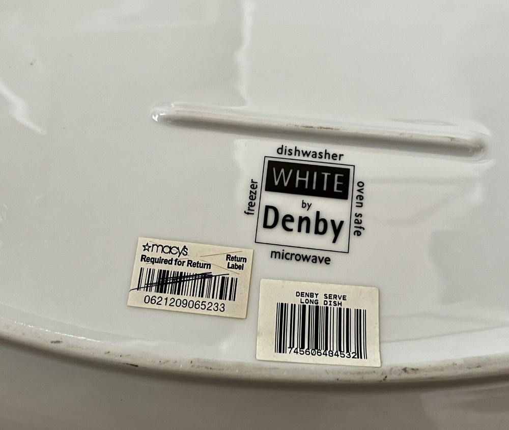 NWT White by Denby Serve Long Serving Dish 20"